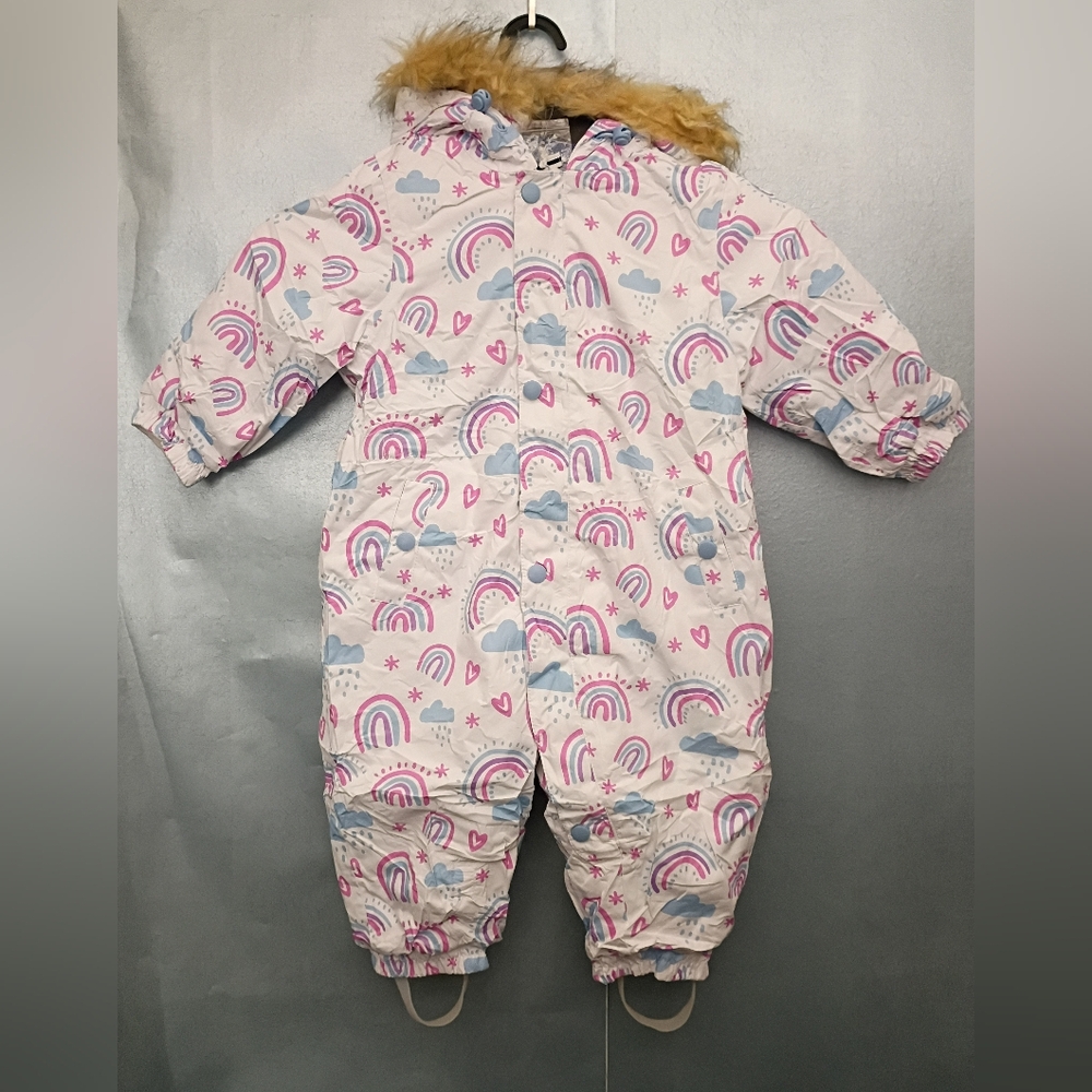 Pink and White Kids One Piece Snow Bodysuit